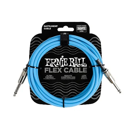 Cabo Ernie Ball Flex P10 Reto/Reto com 3 mts Azul P 06412