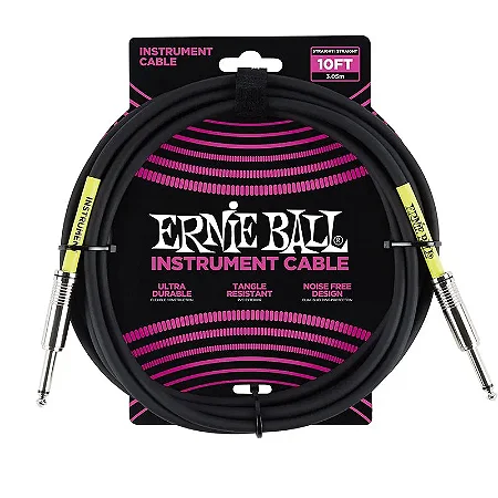 Cabo Ernie Ball P10 Reto com 3 mts Preto P 06048