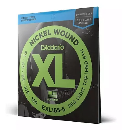 Encordoamento Baixo D'addario EXL 165 0.45 5 Cordas