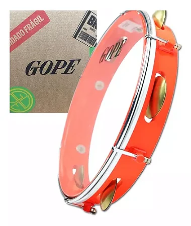 Pandeiro Gope 647 G2 12' 9 Afinações Prata Luminix Laranja Pele Cristal (647 G 2 XLR CR)