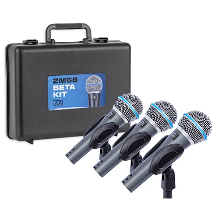 Kit de Microfone AZ Audio ZM 58 Beta + Maleta + Cachimbo