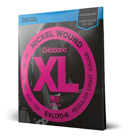 Encordoamento Baixo D'addario EXL 170 6 0.32 6 Cordas Nickel