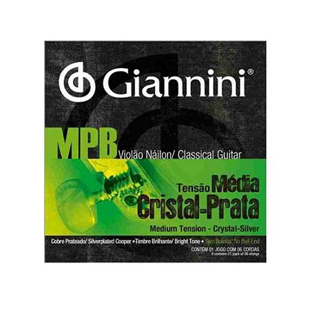 Encordoamento Violão Nylon Giannini Mpb Genws Cristal Prata