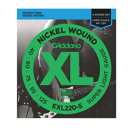 Encordoamento Baixo D'addario EXL 220 5 0.40 5 Cordas