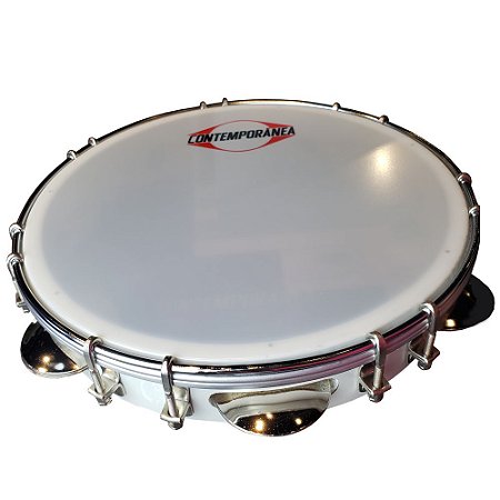 Pandeiro 10" Contemporânea 30 C Branco Nylon branco Tarraxa dupla