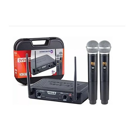 Microfone Sem Fio Vokal Dvs 100 Dm Duplo Mao