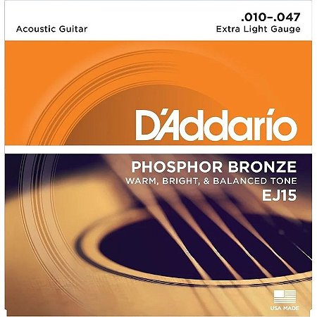 Encordoamento Para Violão Aço D'Addario Ej 15 0.10 Phosphor Bronze