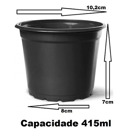 Vasos Pote 11 de 415ml Flexível Preto - Mudas Rosa do Deserto Suculentas Cactos