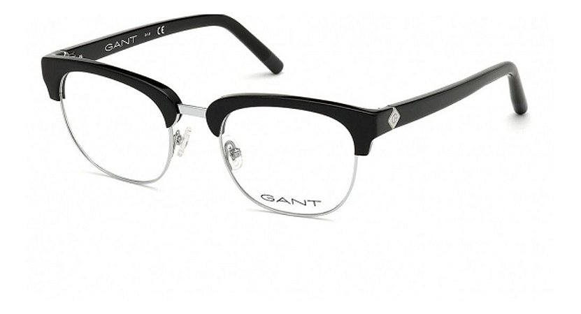 Óculos Armação Gant Ga3199 001 Preto Com Prata Unisex