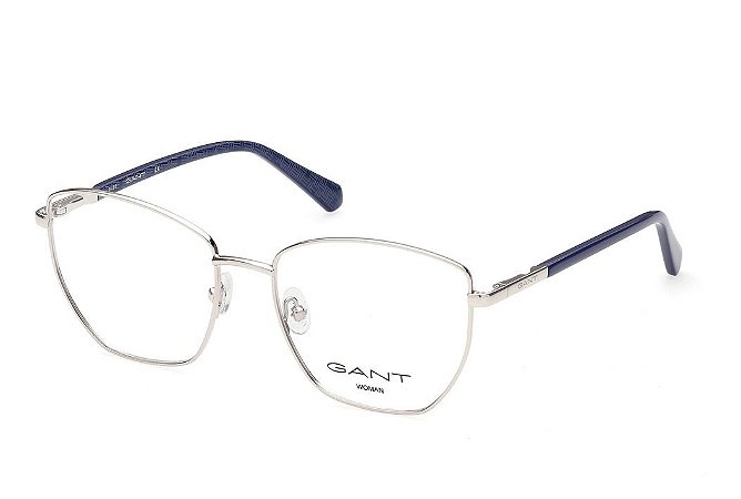 Óculos Armação Gant GA4111 010 Prata Com Azul Metal Feminino