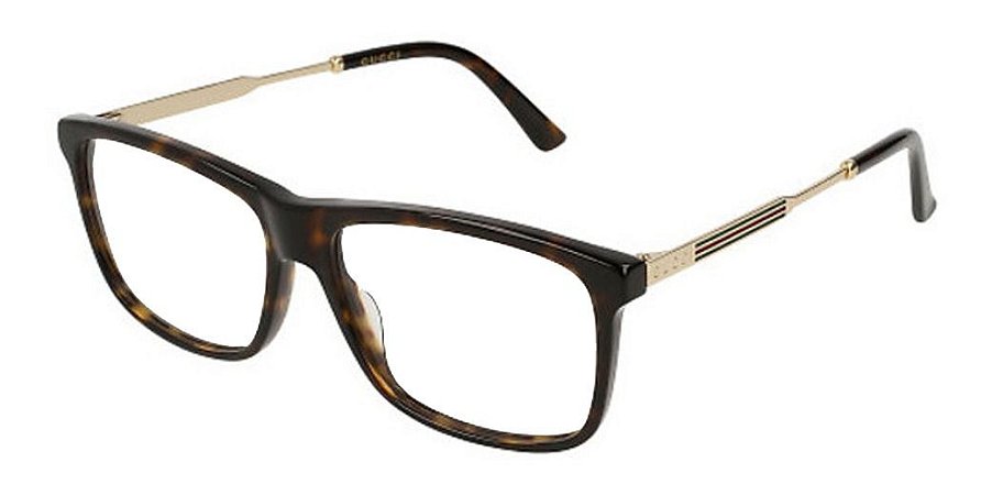 Óculos De Grau Gucci Gg0303o 002 Marrom Mesclado Dourado