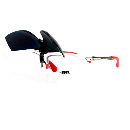 Óculos Armação Fox Fox9028 C5 Clip Branco/Vermelho Unissex
