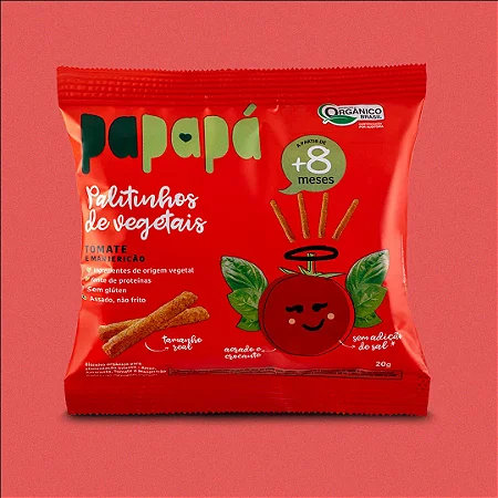 Biscoito Infantil Papapa Organico Tomate/Manjericao 20g
