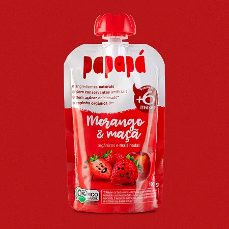 Papinha Papapa Organica Maca e Morango 100G