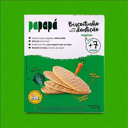 Biscoito para Fase da Denticao Vegetais Papapa 36g