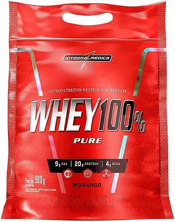 IM WHEY 100% PURE MORANGO 900G refil
