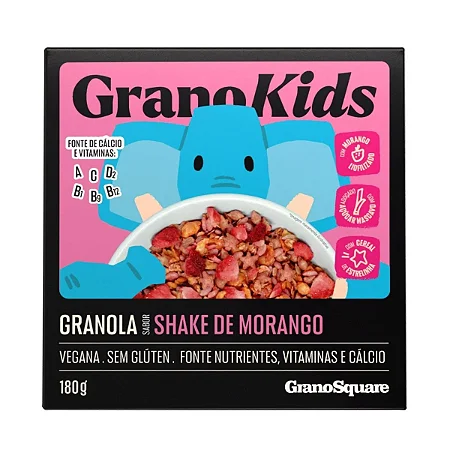 GRANOLA GRANOKIDS SHAKE MORANGO 180G GRANO SQUARE