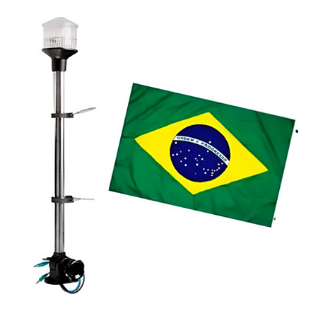 MASTRO ARTICULADO LUZ LED DE ALCANÇADO C/ STROBO E BANDEIRA ARIELTEK (PRETO)
