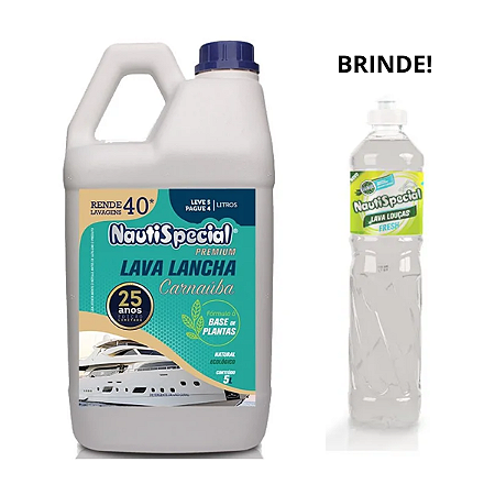 LAVA LANCHA COM CERA 5L (20 LAVAGENS) NAUTISPECIAL + BRINDE LIMPA LOUÇA