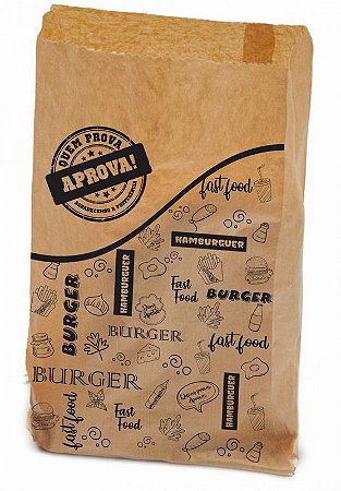 25 un – Saco Kraft S.O.S com Fundo Quadrado Tamanho G para Delivery