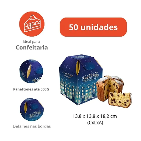 PD93 -Embalagem para panetone Natal até 500gr - 50 unidades