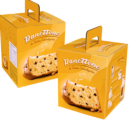 PD90 - Caixa para Panetone Frutas 500g Natalina com Alca - 50 Unidades
