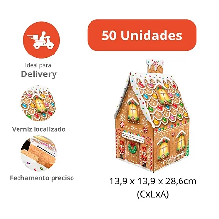 PD90NOEL - Caixa Casinha Papai Noel para Panetone 400g 500g Kraft - 50 un