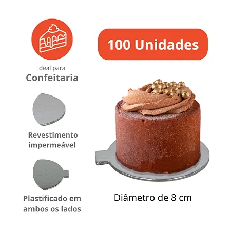 PD101 - 100 unid - Bases para monoporção 8 cm na cor Prata