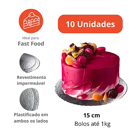 D150 -Prato Prata Cake Board Slim 15cm – 10 unidades | Ideal para Bolos e Sobremesas