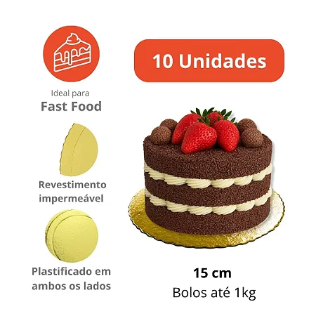 D150- Prato Dourado Cake Board Slim 15cm – 10 unidades | Ideal para Bolos e Sobremesas