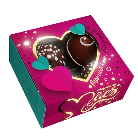 PD121S - 25 unidades - Embalagem para 4 brigadeiros - Dia das Mães