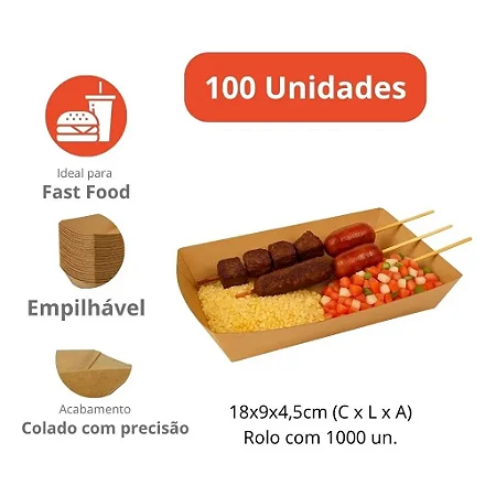 FT05-SB- Bandeja Antivazamento Kraft 1100 ml – 100 Unidades | Ideal para Refeições e Delivery
