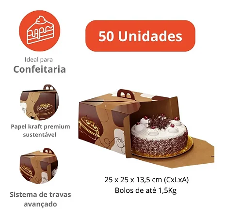 PD23KP - 50 unid - Embalagem para bolos em papel kraft de até 1,5 kg