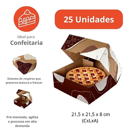 PD64k - 25 unid - Caixa idel para a forma de pudim de 1100 ml, tortas, bolos