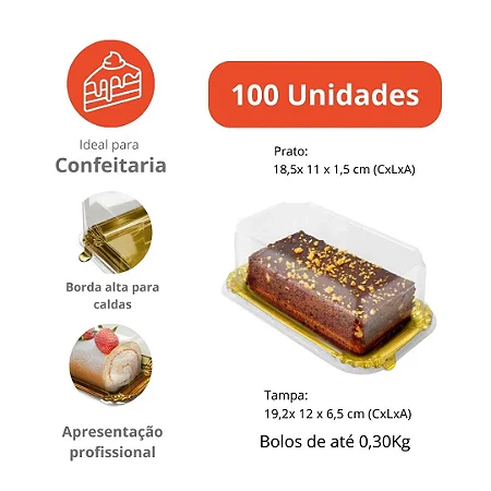 PDN-1 - Embalagem para bolos e tortas pratinho com tampa transparente - 100 unidades