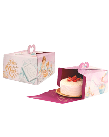 PD23-MAE-26 - 50 unidades - Embalagem para bolos e tortas até 1,5 kg - Dia das Mães