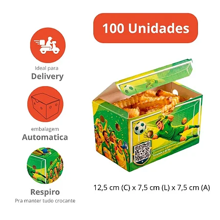 FV3 - Embalagem Delivery Batata Frita Edição Copa do Mundo - 100 Unid