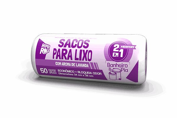 Kit 5 un – Saco para Lixo Banheiro e Pia Perfumado Lavanda 34x38cm com Fundo Estrela