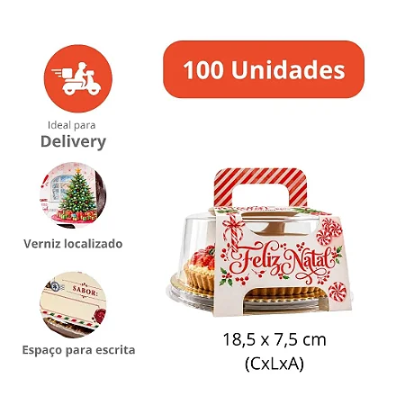 PDN2-CN - 100 un – Cinta Decorativa Natalina para Embalagem PDN-2 Coleção Surpresa de Natal – Faixa Temática para Bolos e Tortas