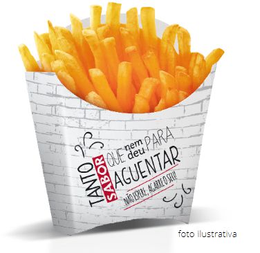 Saquinho Papel p/ Batata Frita, Salgados, Hamburger Fritas com amor 