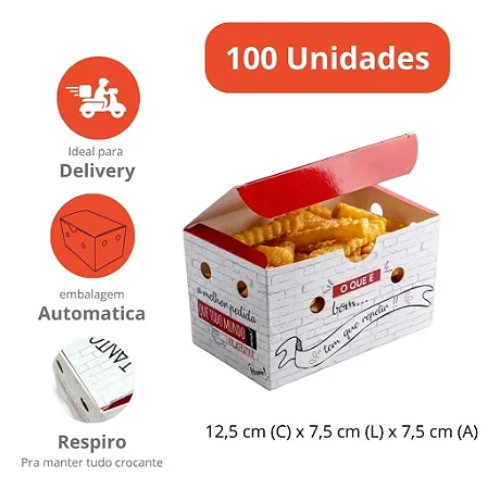 FV3 - Caixa para Porções Delivery 130g 100 Unidades Fundo Automático