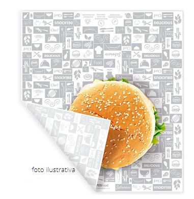 PA01 - 400 unid - Papel acoplado para embalar hamburguer, lanche