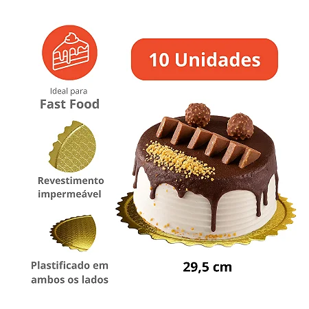 PD295CB - 10 unid - Cakeboard dourado para bolos confeitados