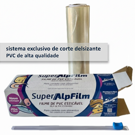 Caixa com Trilho + Filme PVC 280mm x 250m | Ideal para Frutas e Doces - 1 unidade