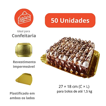 PD217AD - 50 unid - Pratos Dourados Reforçados para bolos e tortas de 1,5 kg