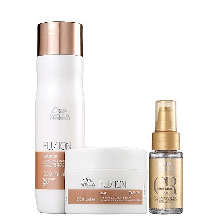 Kit Wella Professionals Fusion Shampoo 250ml  Máscara 150ml  Óleo Oil Reflection 30ml