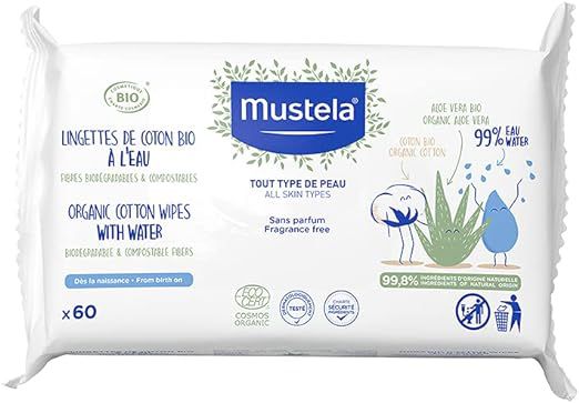 Toalha Umedecida de Algodão Mustela Bio 60 Unidades