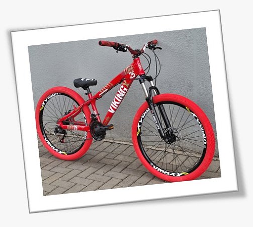 Bicicleta Aro 26 Viking X Tuff 25 Freeride Vermelho 1x7v