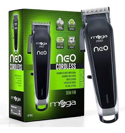 Maquina Cortar Cabelo Profissional Mega Neo Cordless Sem Fio