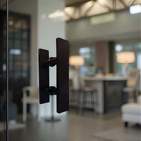 ESTOQUE - Puxador 17cm total x 8cm entre furos x Largura 3,2cm - Plano - Preto - Alumínio (Não enferruja)